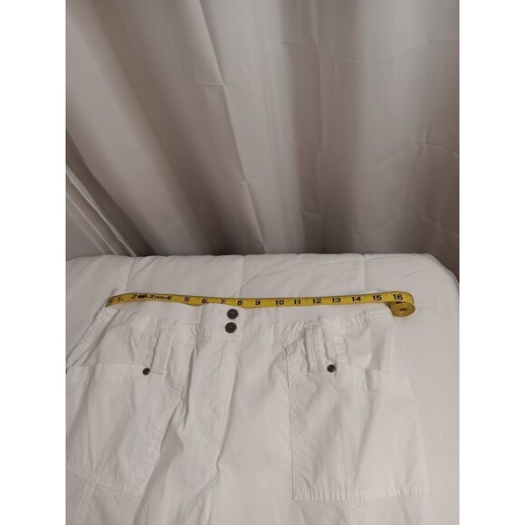Laura Ashley White Cargo Pants Sz 10 Petite Roll Tab Legs - Picture 4 of 9